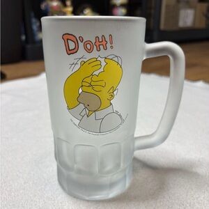 HOMER SIMPSON  D’oh! Frosted Glass Beer Mug Stein  16oz 90's